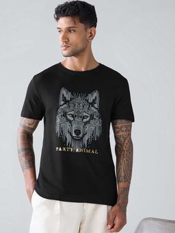 Bewakoof - Party Animal by Bewakoof Men's Black Party Animal Graphic Printed T-shirt