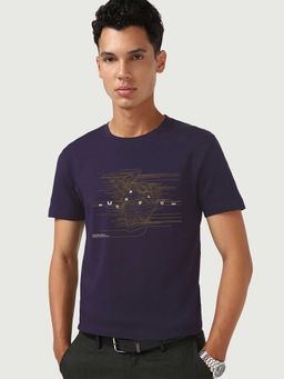 Bewakoof - Party Animal by Bewakoof Men's Inking Blue Live For The Night Graphic Printed T-shirt