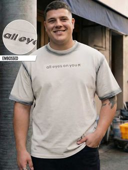 Bewakoof - Oyster Beige Graphic Printed Oversized Plus Size T-Shirt