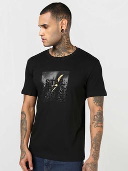 Bewakoof - Jet Black Star Boy Graphic Printed T-Shirt