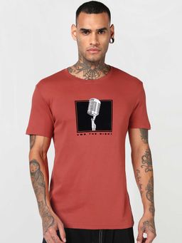 Bewakoof - Cinnabar Red Night Graphic Printed T-Shirt