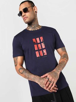 Bewakoof - Inking Blue Living Graphic Printed T-Shirt