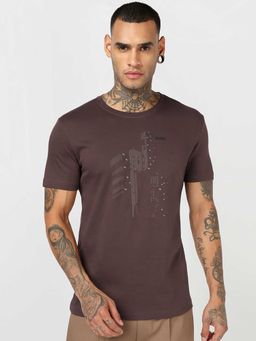 Bewakoof - Chicory Coffee Brown Rise Graphic Printed T-Shirt