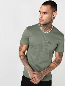 Bewakoof - Olivine Green Rise Graphic Printed T-Shirt