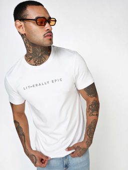Bewakoof - White Literally Epic Typography T-Shirt