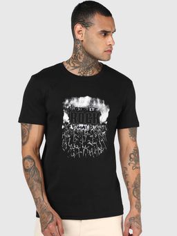 Bewakoof - Jet Black Party Graphic Printed T-Shirt