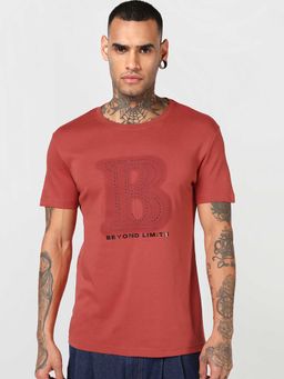Bewakoof - Cinnabar Red Limits Typography T-Shirt