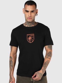 Bewakoof - Black Printed Cotton Regular T-Shirt