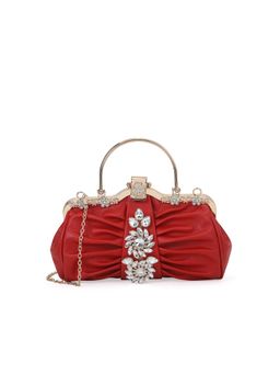 Akiki London - Women Ealing Handle Clutch With Detachable Strap -Red (S)