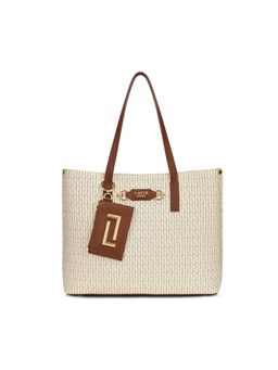 Lavie Luxe - Women Monogram Chloe 3 Compartment Tote Bag & Pouch - White (L)