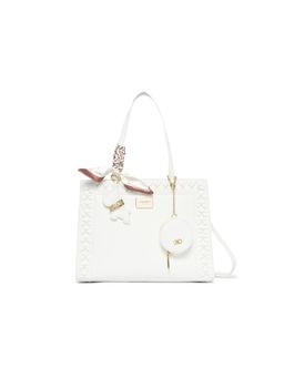 Akiki London - Women Brackley Box Handbag With Detachable Strap & Pouch -White (S)