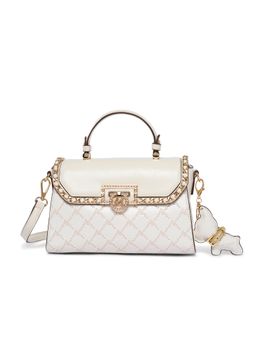 Akiki London - Women Heston Flap Handbag With Detachable Strap & Charm -White (M)