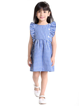 Beebay - Gingham Check Ruffle Dress Blue
