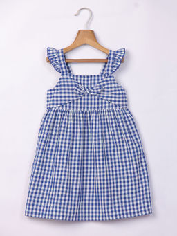 Beebay - Gingham Tie-knot A-line Dress Blue