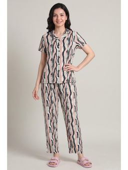 Zivame - Multi-Color Naps Collection Knit Poly Shirt with Pyjama