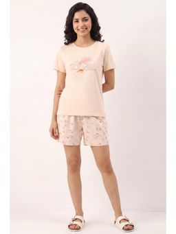 Zivame - Light Peach Beach Dreamer Soft T-shirt with Shorts