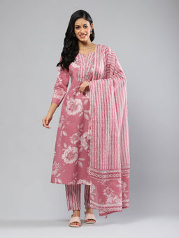MEENA BAZAAR - Printed Cotton Blend Kurta with Pants and Dupatta
