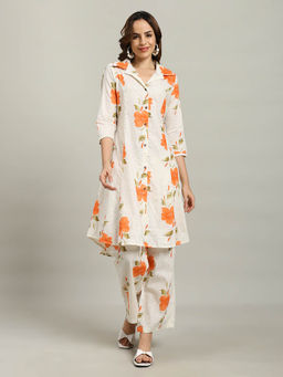 MEENA BAZAAR - Floral Printed Cotton Blend Co-Ord Set