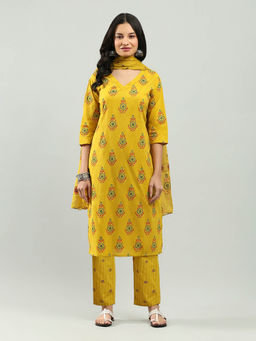 MEENA BAZAAR - Printed Cotton Blend Kurta with Pants and Dupatta