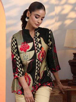 Libas - Black Ethnic Motif Printed Straight Tunic