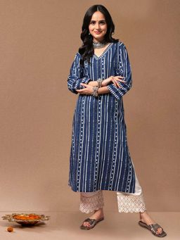 Varanga - Blue Striped Straight Kurta