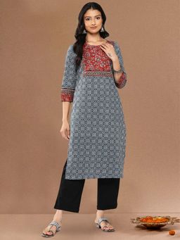Varanga - Blue Printed Straight Kurta
