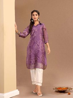 Varanga - Premium Bandhani Floral Printed Shirt Kurta