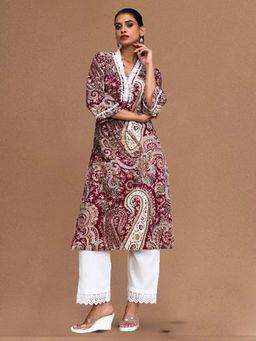 Varanga - Maroon Paisley Printed Kurta
