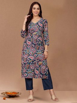 Varanga - Paisley Printed Sequin Embroidered Kurta
