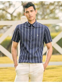 U.S. POLO ASSN. - Navy Blue Cotton Stripes Shirt