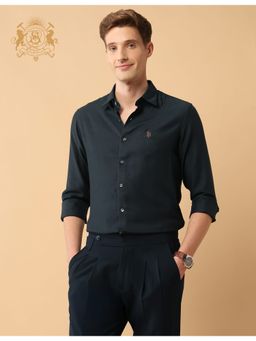 U.S. POLO ASSN. - Navy Blue Tencel Blend Solid Shirt
