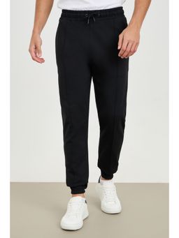 Styli - Black Cotton Blend Solid Joggers
