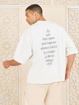 Styli - White Blended Typography T-Shirt