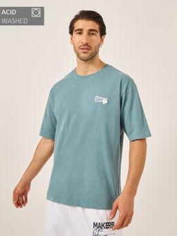 Styli - Blue Cotton Solid T-Shirt