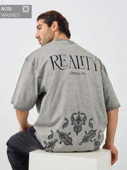 Styli - Grey Cotton Typography T-Shirt
