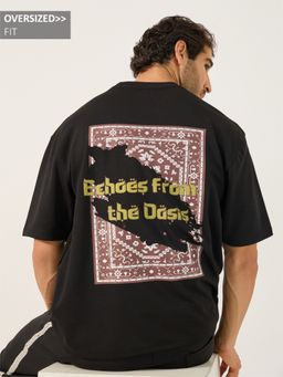 Styli - Black Cotton Graphic T-Shirt