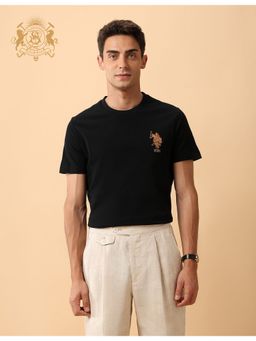U.S. POLO ASSN. - Black Cotton Solid T-Shirt
