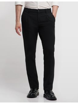 Arrow - Black Polyester Solid Trouser