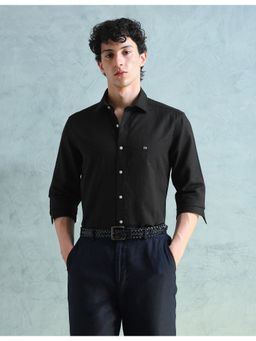 Arrow Sports - Black Cotton Solid Shirt