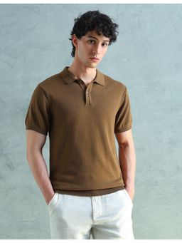 Arrow Sports - Brown Cotton Solid Polo T-Shirt