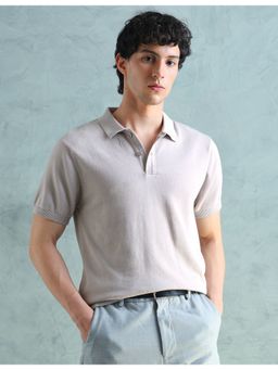 Arrow Sports - Grey Cotton Solid Polo T-Shirt