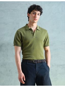 Arrow Sports - Green Cotton Solid Polo T-Shirt