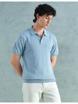 Arrow Sports - Blue Cotton Solid Polo T-Shirt