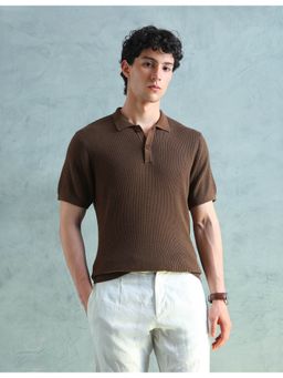 Arrow Sports - Brown Cotton Solid Polo T-Shirt