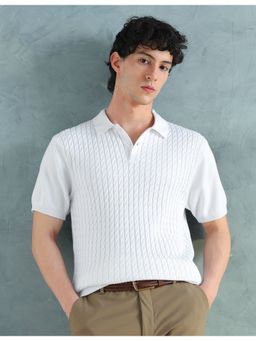 Arrow Sports - White Cotton Solid Polo T-Shirt