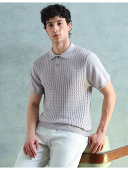 Arrow Sports - Beige Cotton Solid Polo T-Shirt