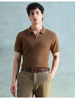 Arrow Sports - Brown Cotton Solid Polo T-Shirt