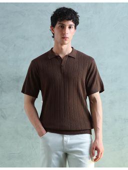 Arrow Sports - Brown Cotton Solid Polo T-Shirt