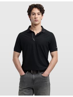 Arrow Sports - Black Polyester Solid Polo T-Shirt