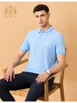 U.S. POLO ASSN. - Blue Cotton Solid Polo Shirt